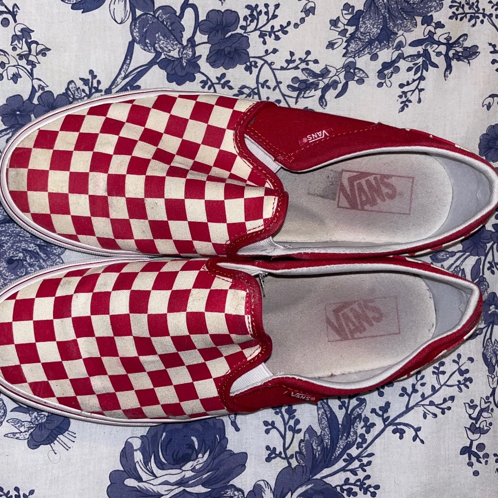 Vans - Red & White Checkerboard Slip-on Shoe - Women's Size 11